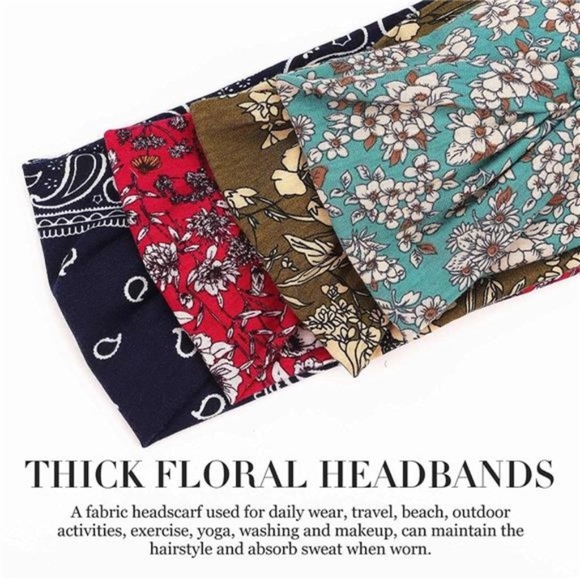 Wide Headbands for Women, Boho Bandeau Head Bands, Workout Head Wraps, Stretch - Picture 5 of 7